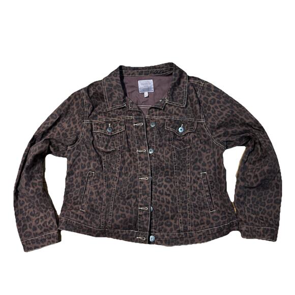 Torrid Womens XXL Size 2 Leopard Denim Trucker Jacket Pockets Mobwife Streetwear - Picture 1 of 8